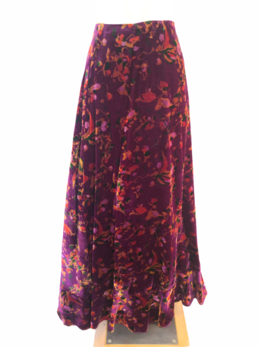Vintage VTG 1970s 70s Purple Floral Velvet Maxi Skirt - Fresh Stock Dated February 2026