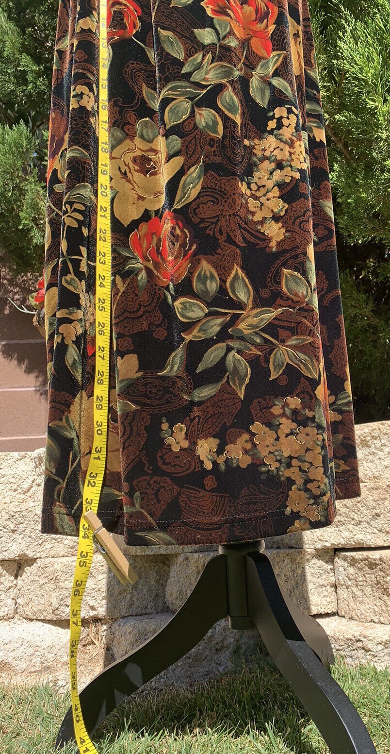 Sag Harbor Skirt-XL Brown Print Velvet New Elastic Bohemian Maxi Gypsy Skirt - Fresh Stock Dated March 2026