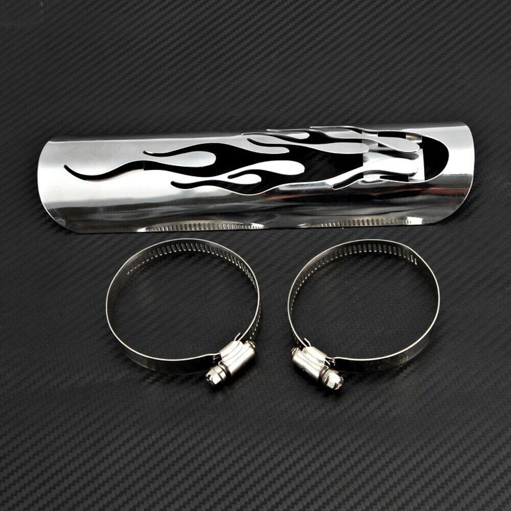 Chrome Flame Motorcycle Exhaust Muffler Heat Shield for Harley Custom US - Fresh Stock Dated February 2026
