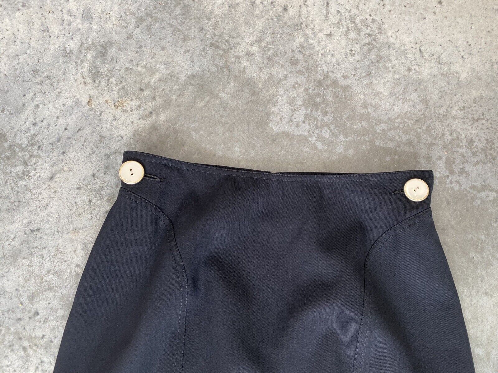 Vintage Valentino Skirt Black Wool Wiggle Moonstone Buttons Pencil 44 / US 10 - Fresh Stock Dated March 2026