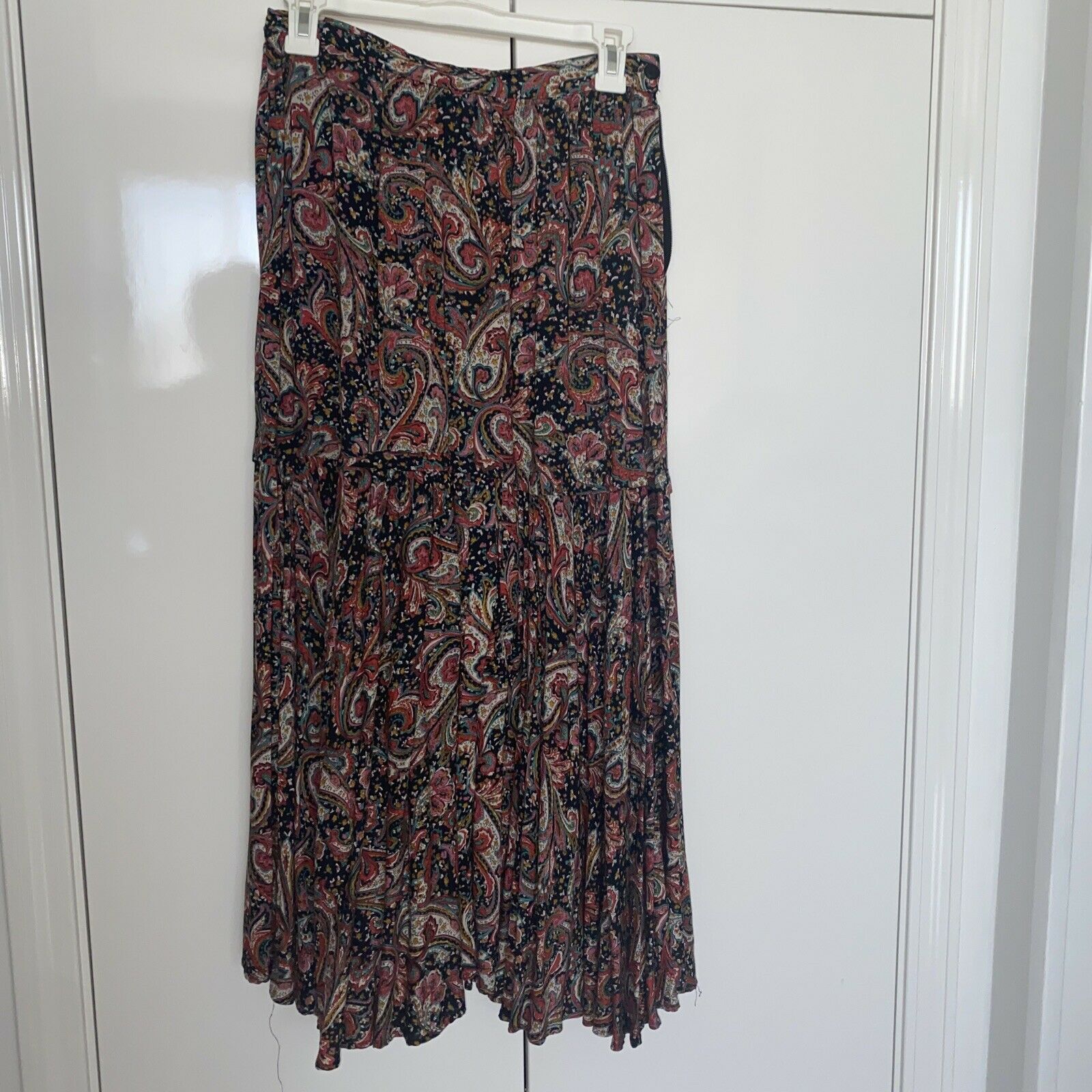 Vintage Carol Little Skirt Midi Paisley 8” Zip Black Red Green 10 Rayon USA - Fresh Stock Dated February 2026