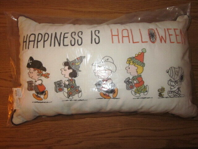 Pottery Barn Kids Peanuts Happiness Is Halloween Lumbar Pillow Snoopy & Gang NWT - Fresh Stock Dated February 2026