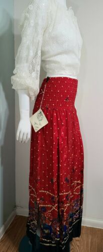 DEADSTOCK NOS VINTAGE 0 DIANE FREIS 1980s Silk BAROQUE BOHO Maxi Skirt  XS/S - Fresh Stock Dated February 2026