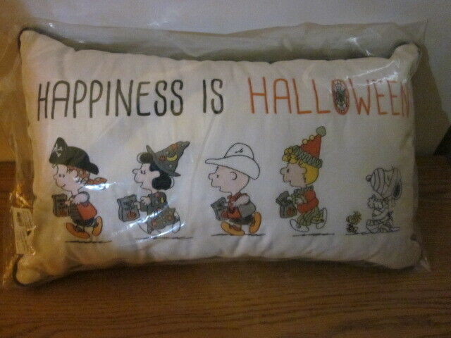 Pottery Barn Kids Peanuts Happiness Is Halloween Lumbar Pillow Snoopy & Gang NWT - Fresh Stock Dated February 2026