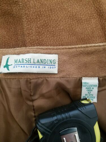 Vintage Marsh Landing Women's Cognac Brown Suede Soft Leather Mini Skirt 12 - Fresh Stock Dated February 2026