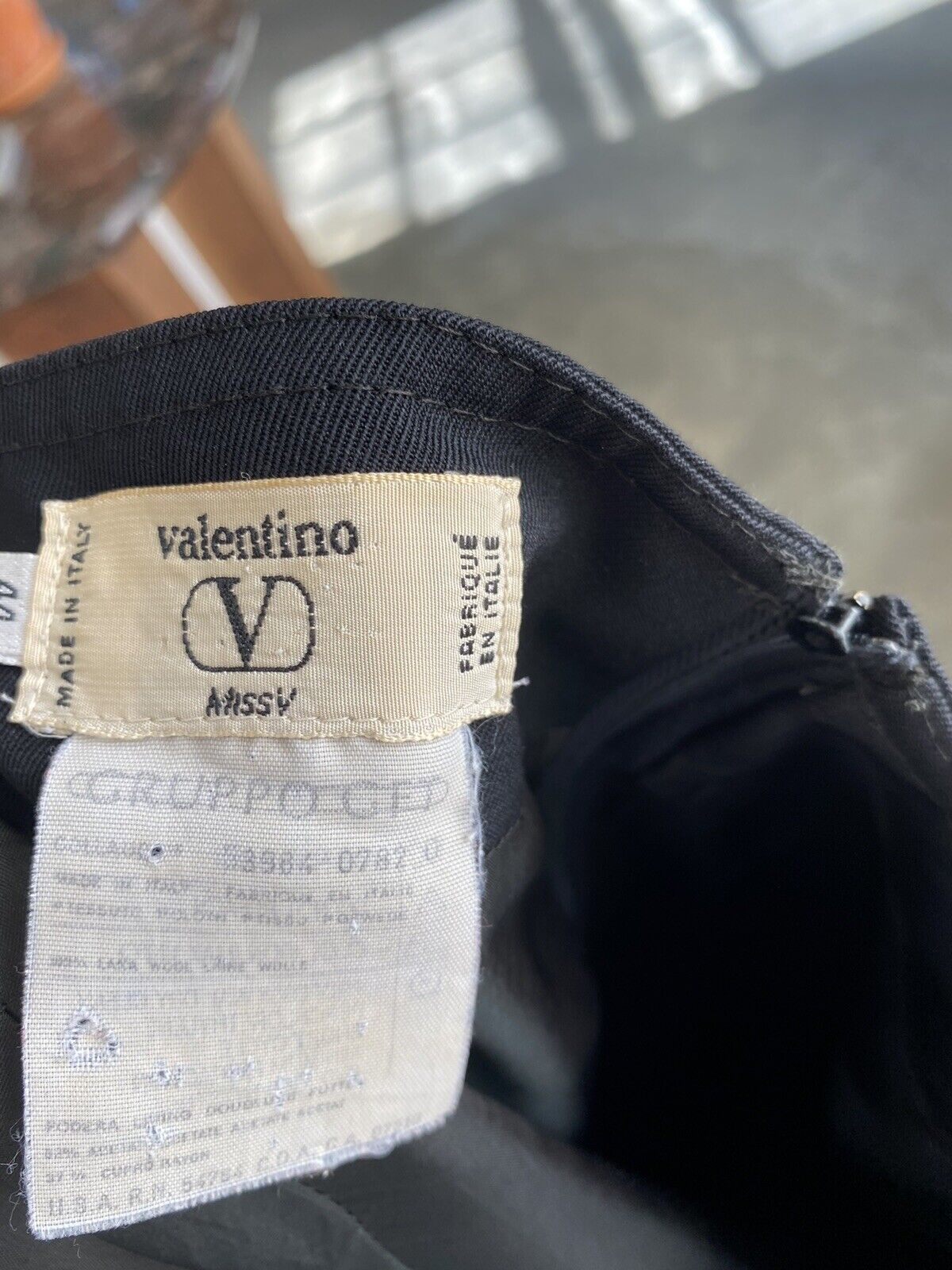 Vintage Valentino Skirt Black Wool Wiggle Moonstone Buttons Pencil 44 / US 10 - Fresh Stock Dated March 2026