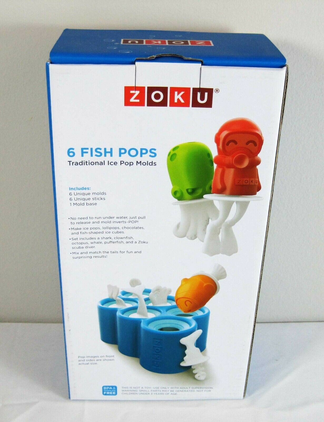 Pre-OWNED Zoku Fish Pop Molds 6 Fish Shaped Popsicle Molds One Tray - Fresh Stock Dated February 2026