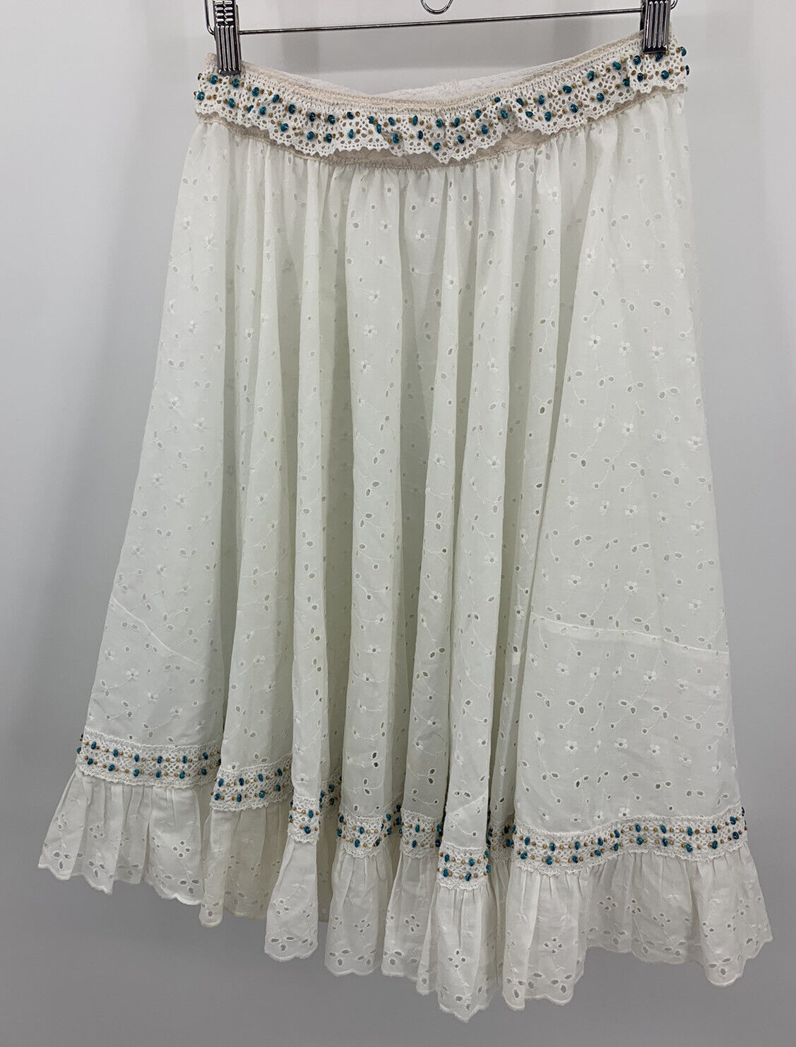 VTG Handmade Eyelet Lace Square Dancing Skirt Boho Prairie Cottage Full Circle - Fresh Stock Dated March 2026