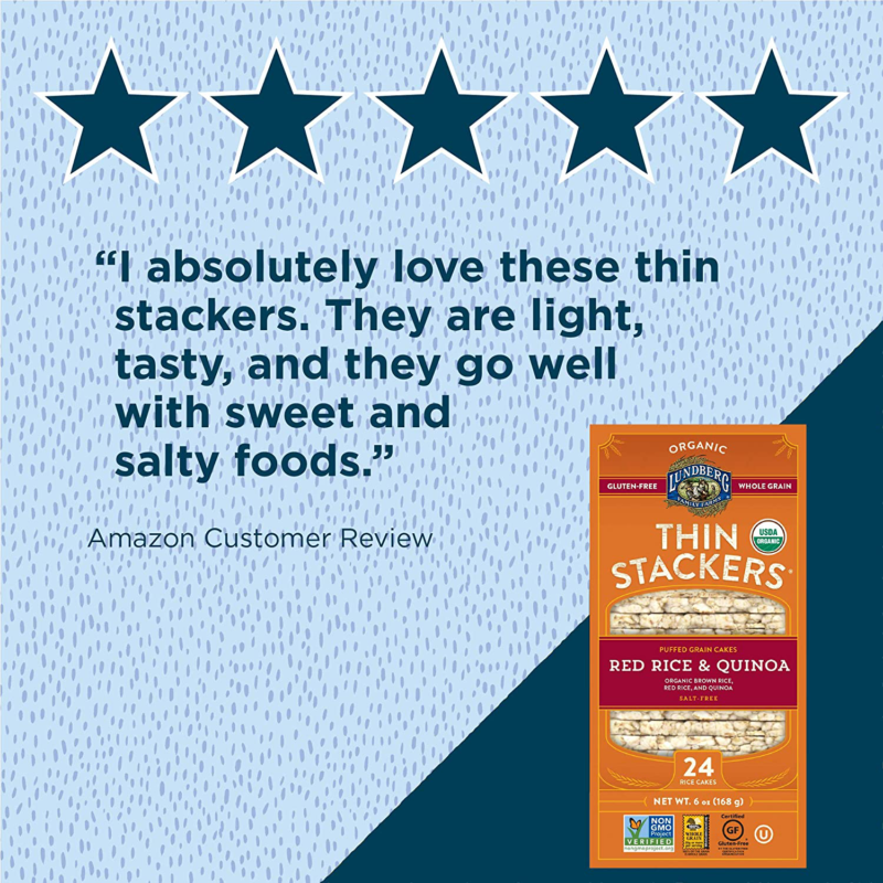 Lundberg Organic Thin Stackers, Whole Grain Brown Rice, Red Rice & Quinoa, 6 Oun - Fresh Stock Dated December 2025