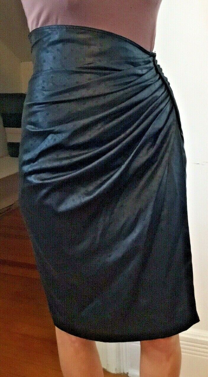 Emanuel Ungaro Parallele Skirt, Black, Silk, Draped, Size 4,6 - Fresh Stock Dated February 2026