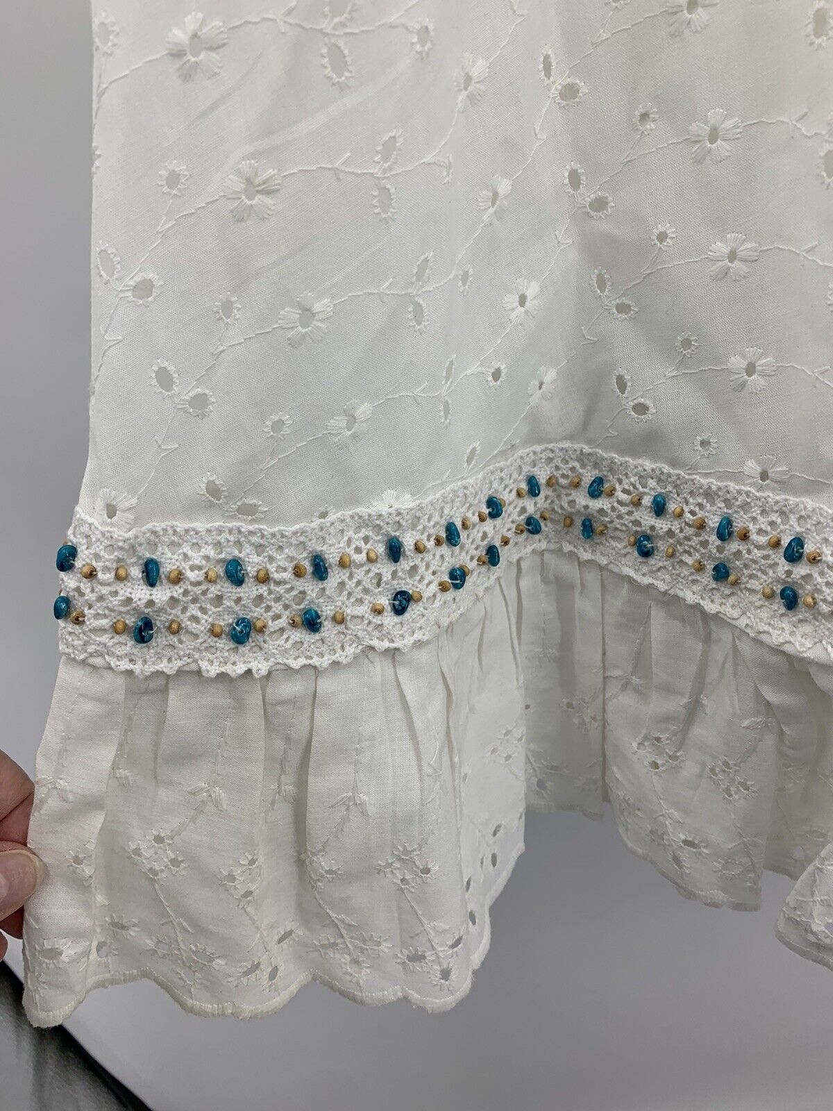 VTG Handmade Eyelet Lace Square Dancing Skirt Boho Prairie Cottage Full Circle - Fresh Stock Dated March 2026
