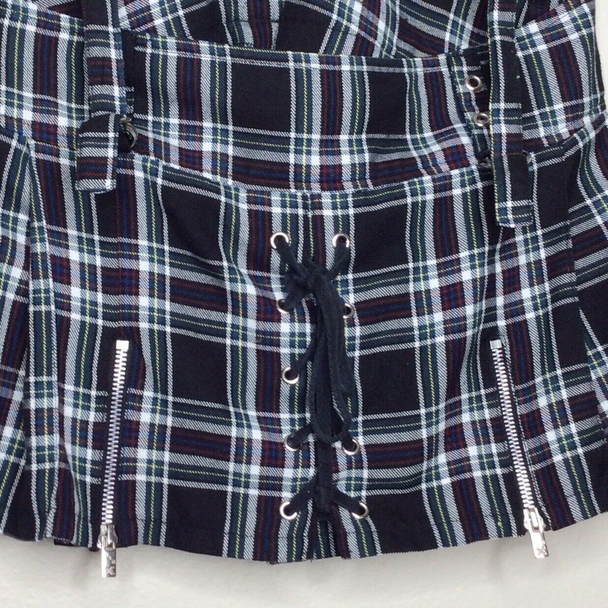 Vintage Tripp NYC Plaid Skirt Mini Schoolgirl Lolita Overall Zippers Punk Goth L - Fresh Stock Dated February 2026