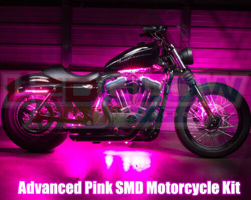 LEDGLOW 6pc PINK SMD LED FLEXIBLE MOTORCYCLE UNDER BODY ENGINE ACCENT LIGHTS KIT - Fresh Stock Dated February 2026
