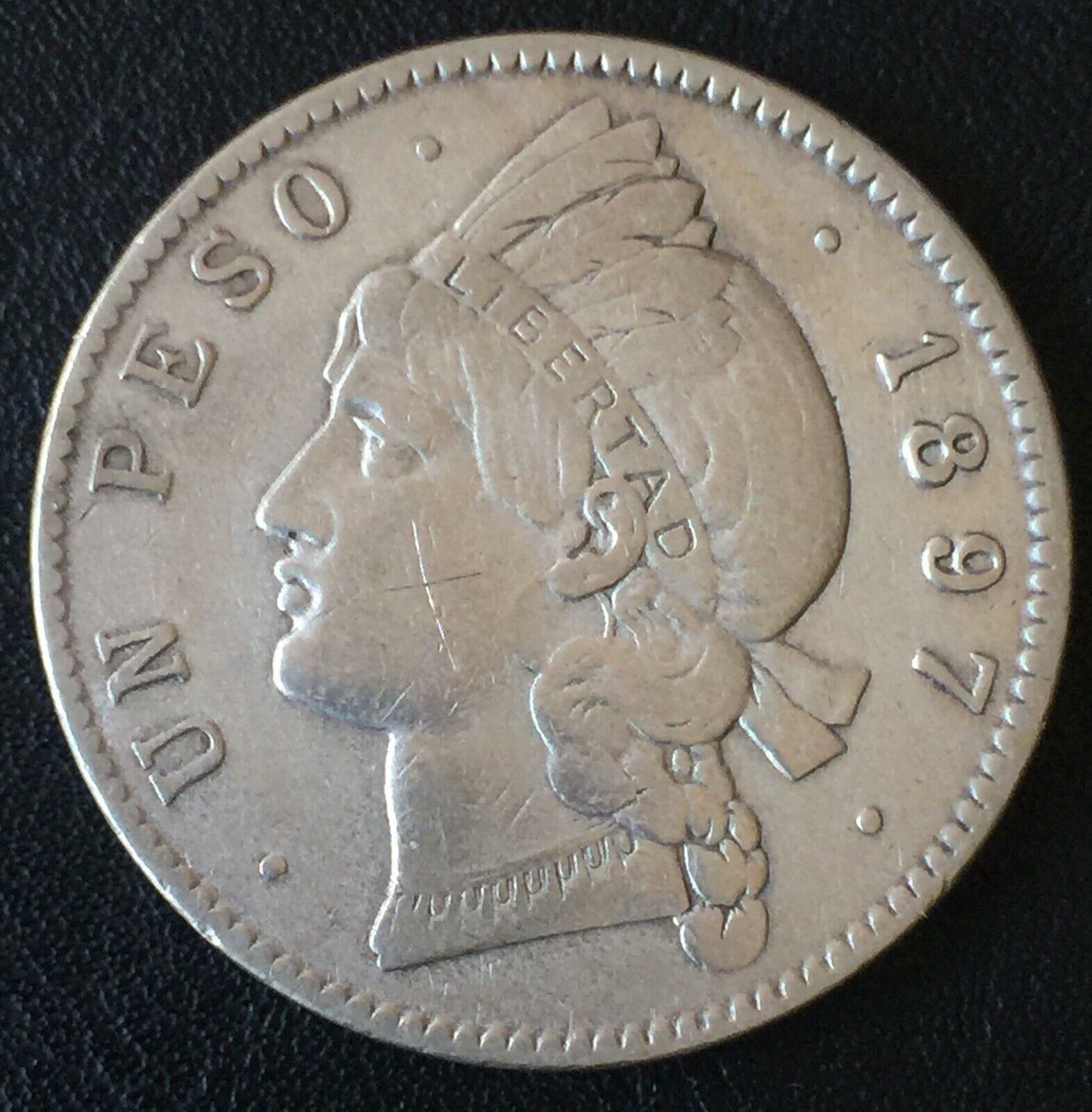 1897-A Dominican Republic One Peso Large Silver Coin - Fresh Stock Dated December 2025