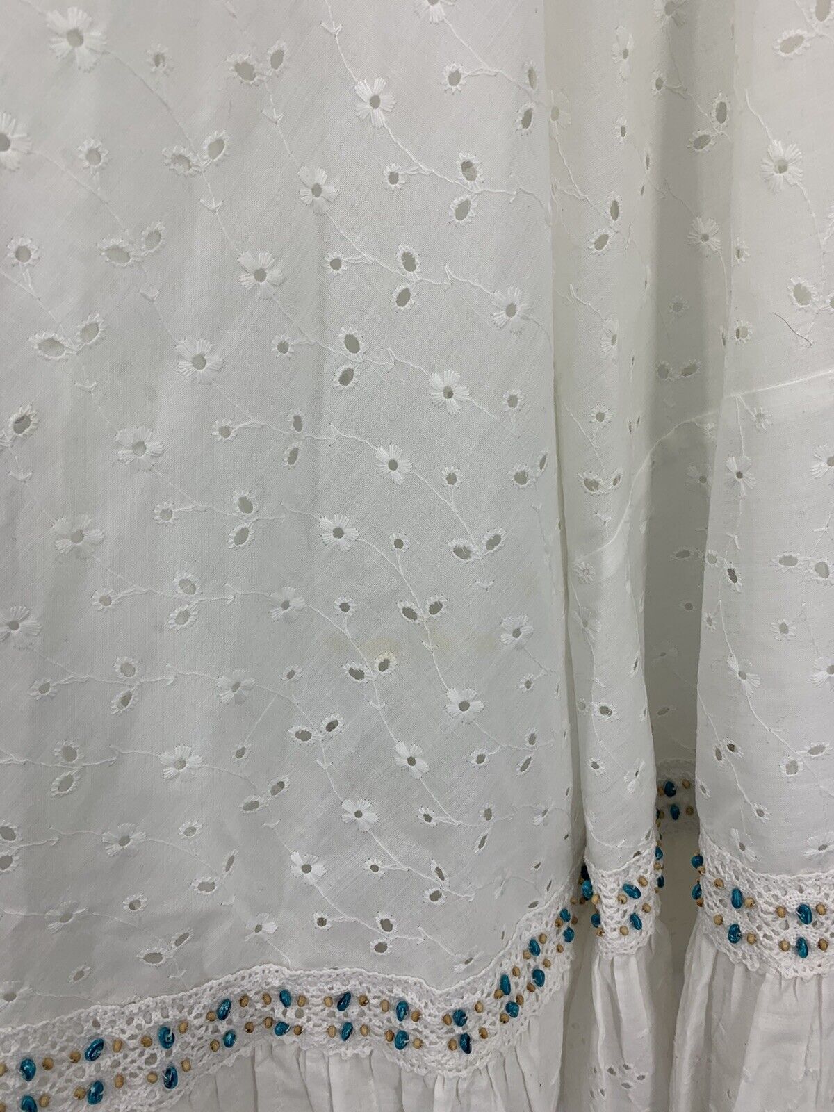 VTG Handmade Eyelet Lace Square Dancing Skirt Boho Prairie Cottage Full Circle - Fresh Stock Dated March 2026