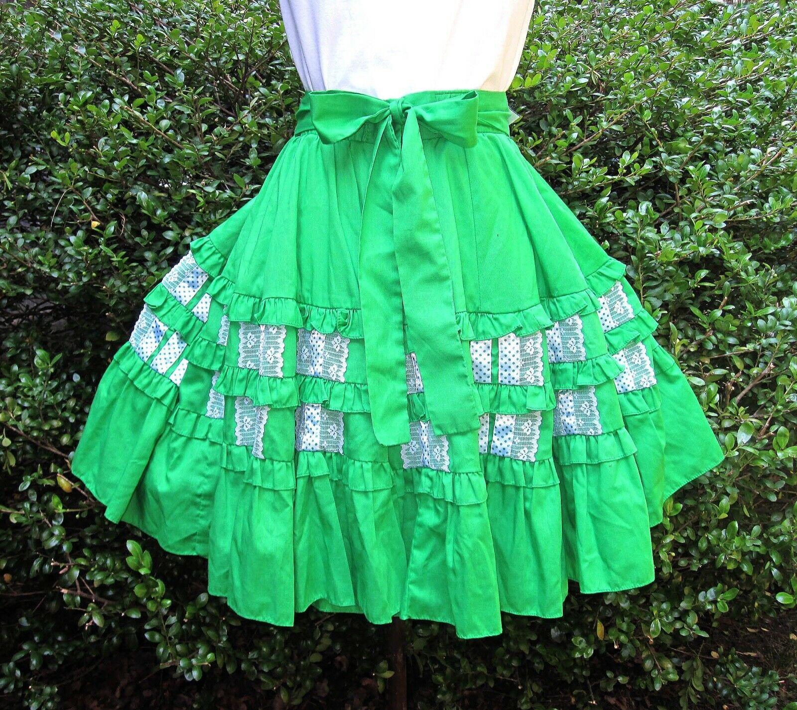 Vintage Fashions by Bettye Full Circle Green Ruffled & Lace Square Dance Skirt L - Fresh Stock Dated February 2026