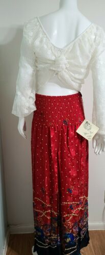 DEADSTOCK NOS VINTAGE 0 DIANE FREIS 1980s Silk BAROQUE BOHO Maxi Skirt  XS/S - Fresh Stock Dated February 2026
