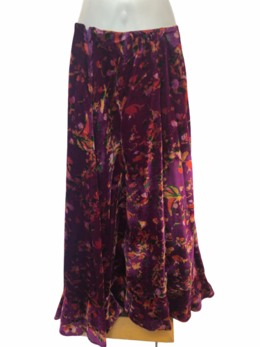 Vintage VTG 1970s 70s Purple Floral Velvet Maxi Skirt - Fresh Stock Dated February 2026