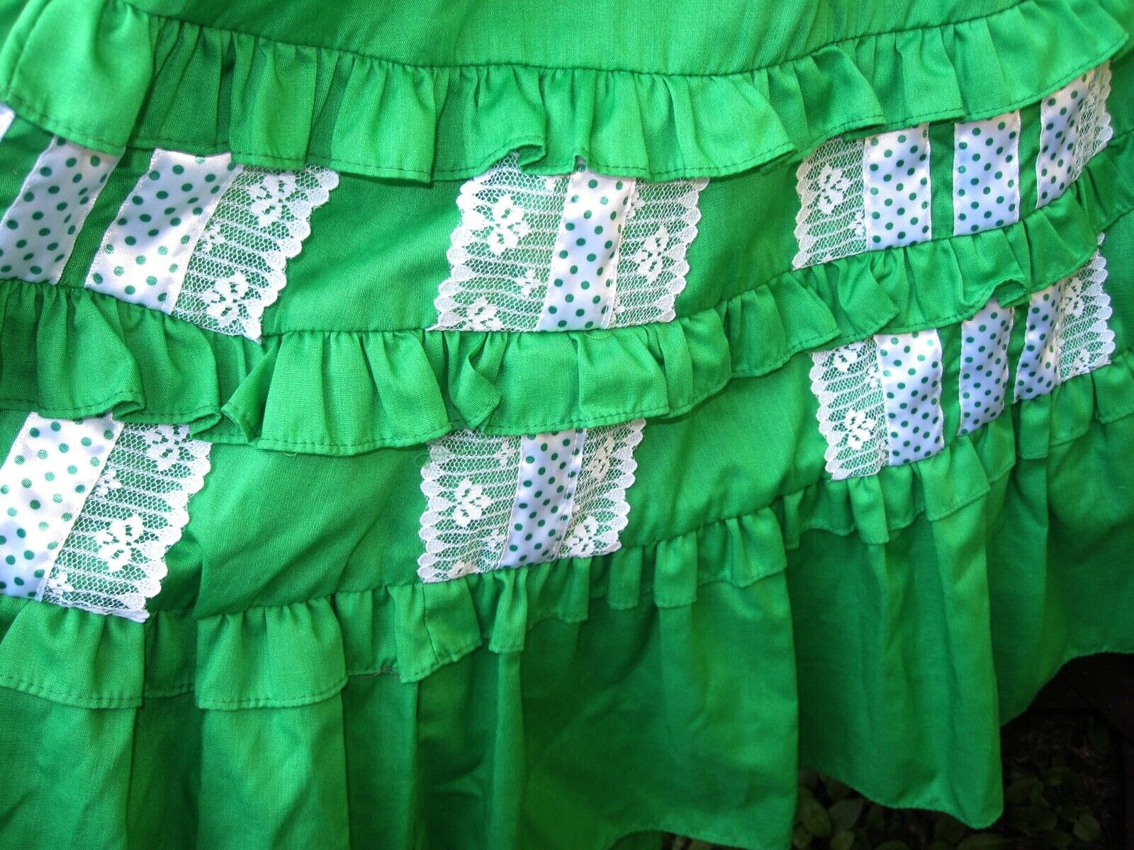 Vintage Fashions by Bettye Full Circle Green Ruffled & Lace Square Dance Skirt L - Fresh Stock Dated February 2026