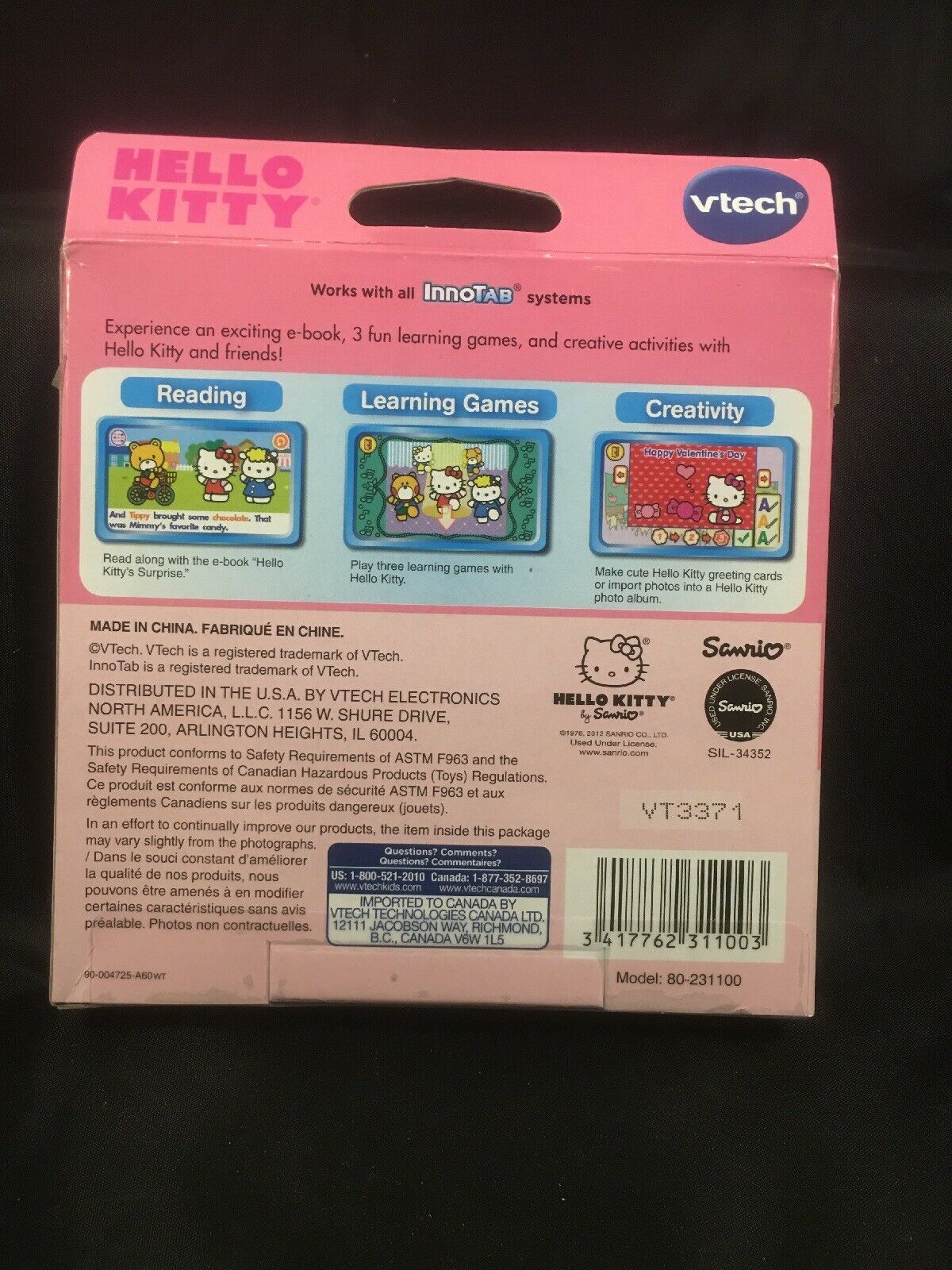 VTech InnoTab 3 Folio Case-Car Adapter-Turbo Racing Team Cart- Hello Kitty Cart - Fresh Stock Dated February 2026