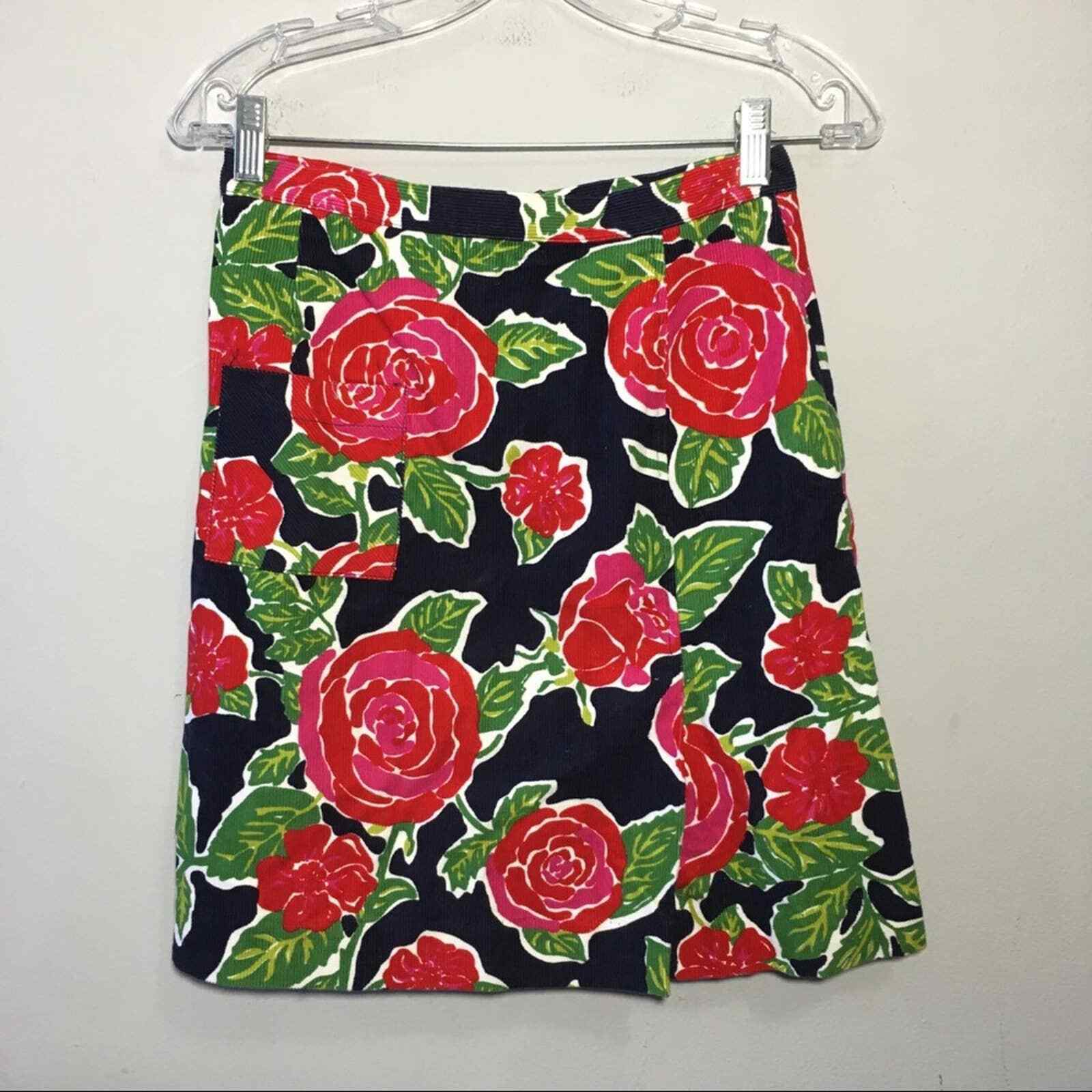 Vintage Lilly Pulitzer Women's Floral Cotton Skirt with Pocket,  Size 8 - Fresh Stock Dated March 2026