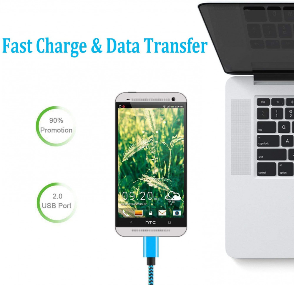 Micro USB Cable Aioneus Fast Android Charging Cord 6FT Blue,orange,green - Fresh Stock Dated February 2026