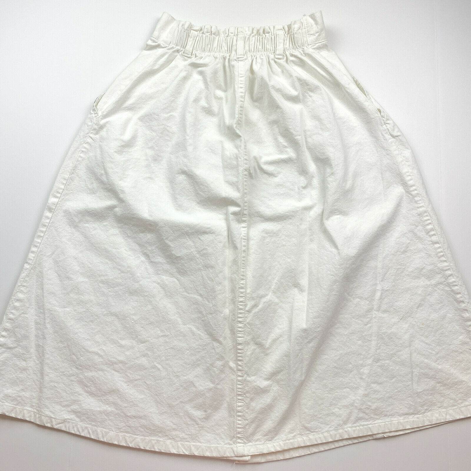 Vintage White A-Line Cotton Midi Skirt petite waist 25