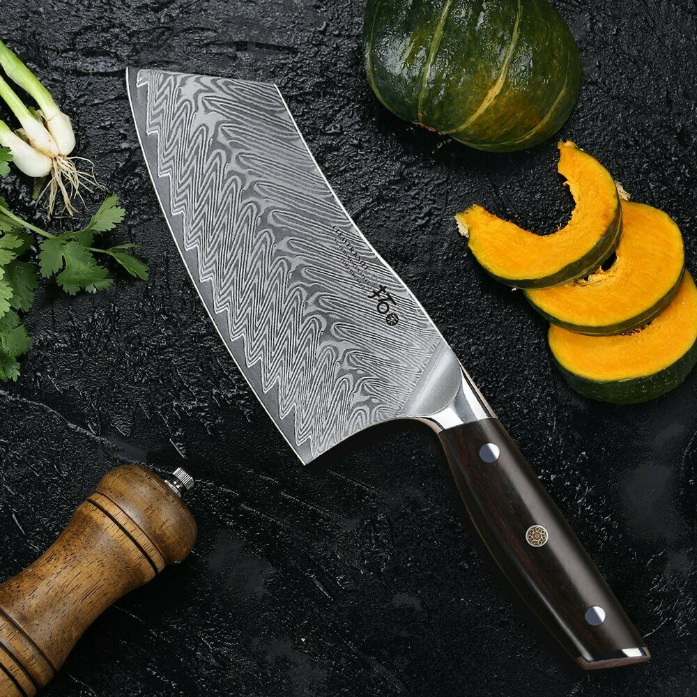 TURWHO 7inch Cleaver Knife 67-Layer Japanese VG10 Damascus Steel Chef Knives - Fresh Stock Dated February 2026