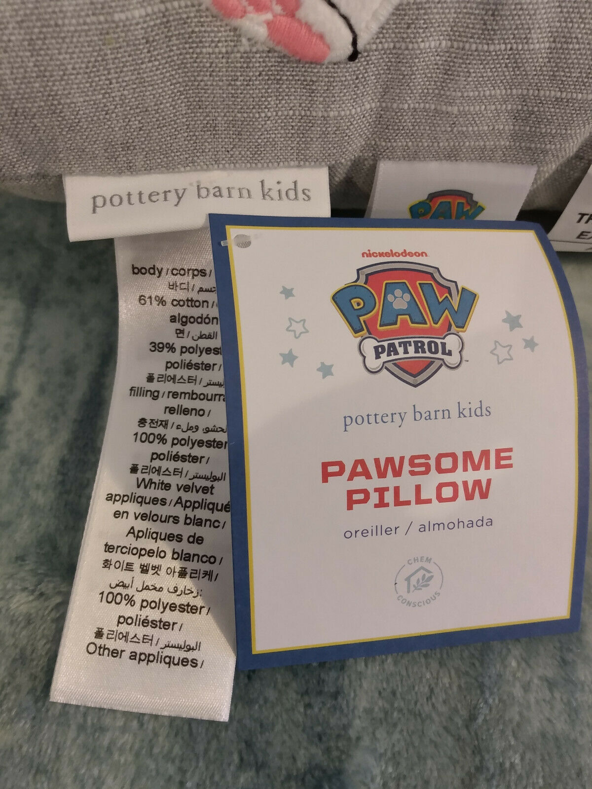 Pottery Barn Paw Patrol Pawsome Pillow NWT - Fresh Stock Dated December 2025