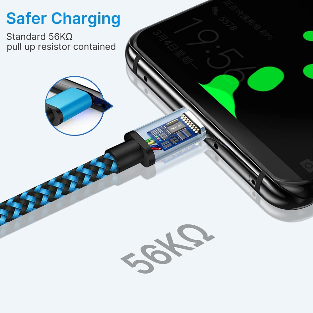 Micro USB Cable Aioneus Fast Android Charging Cord 6FT Blue,orange,green - Fresh Stock Dated February 2026