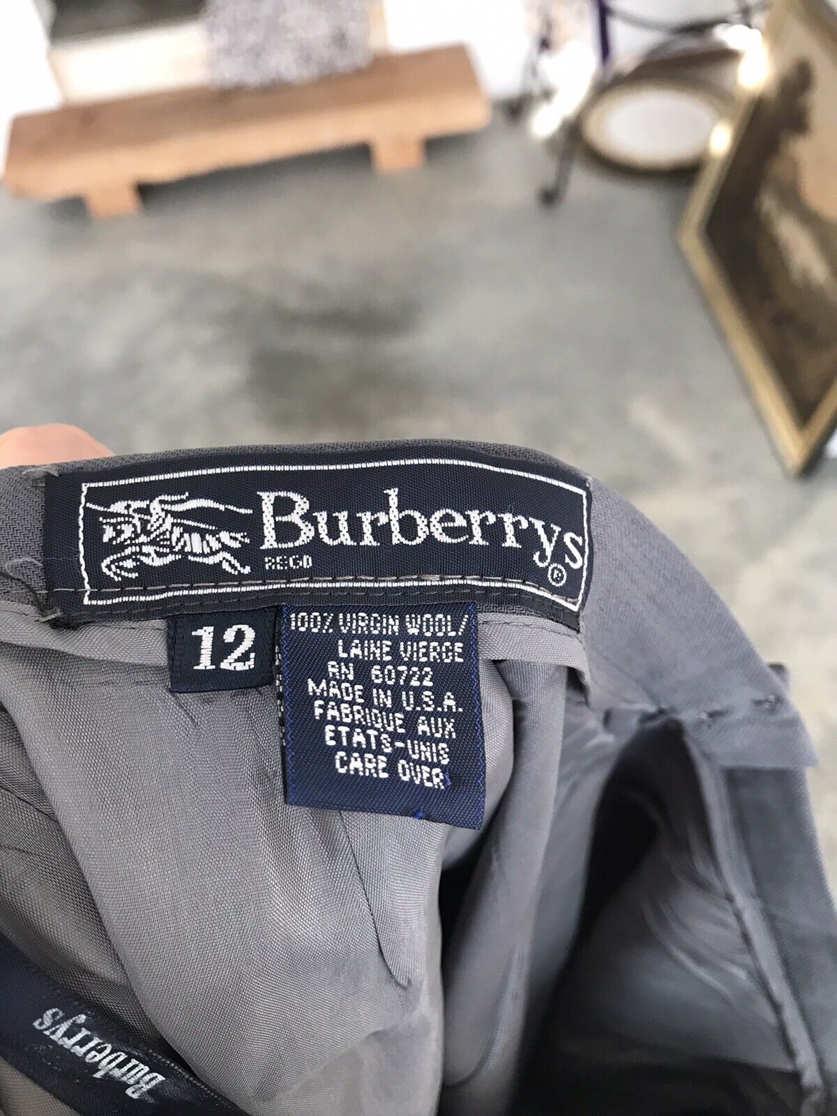 Vintage Burberry’s Burberry Grey Virgin Wool Straight Pencil Skirt Size 12 - Fresh Stock Dated March 2026