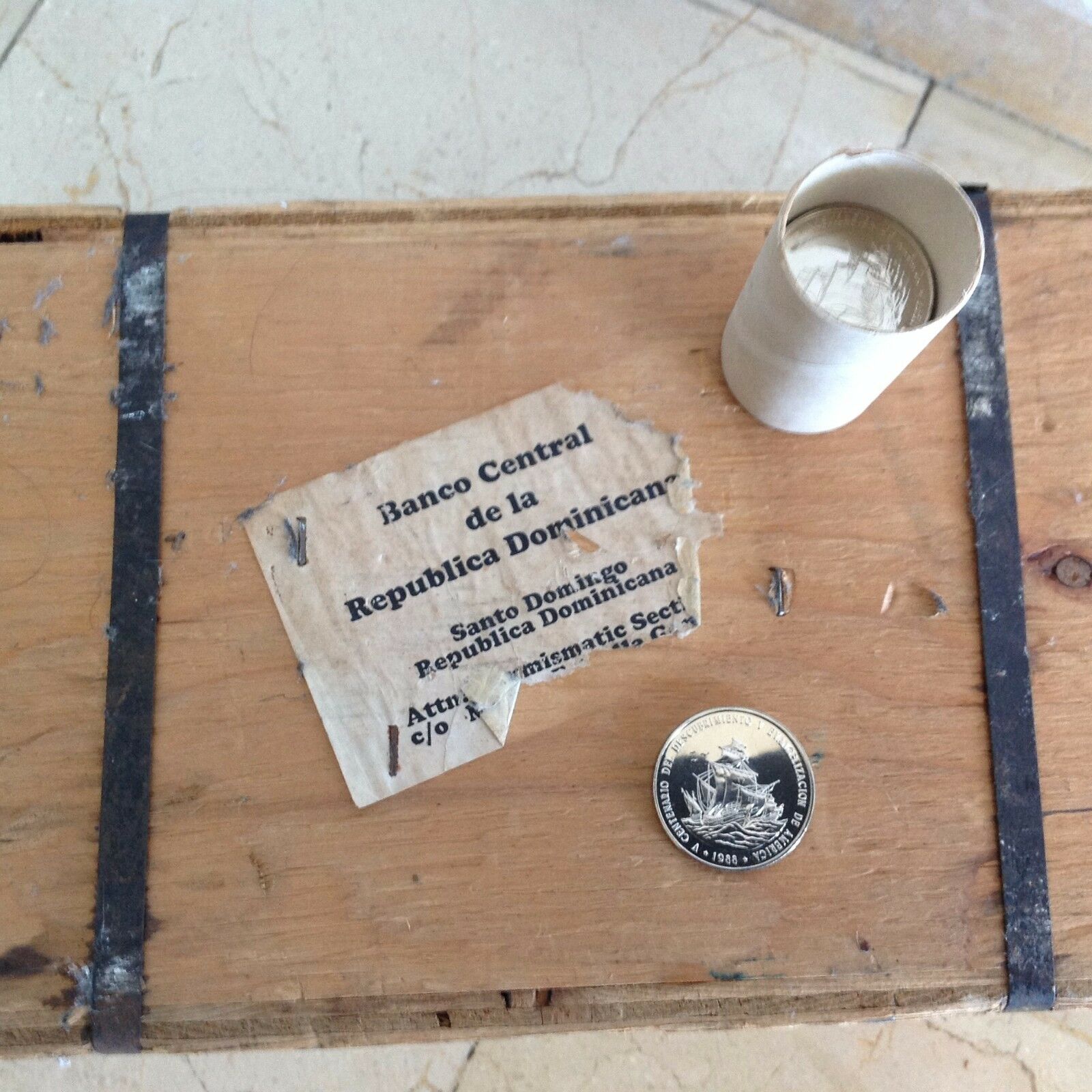 DOMINICAN REPUBLIC  - 1 PESO BU COIN 1988 KM#66 500th DISCOVERY COLUMBUS SHIPS - Fresh Stock Dated February 2026