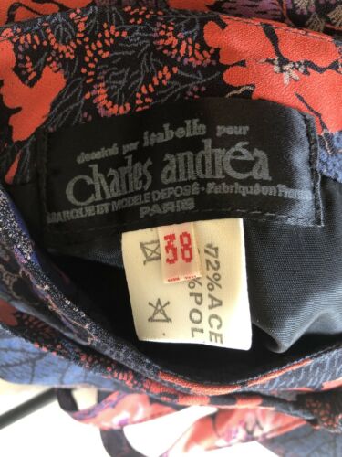 Vintage 80s Floral Lined Skirt Made in Paris Size 38 Designer Charles Andrea - Fresh Stock Dated December 2025