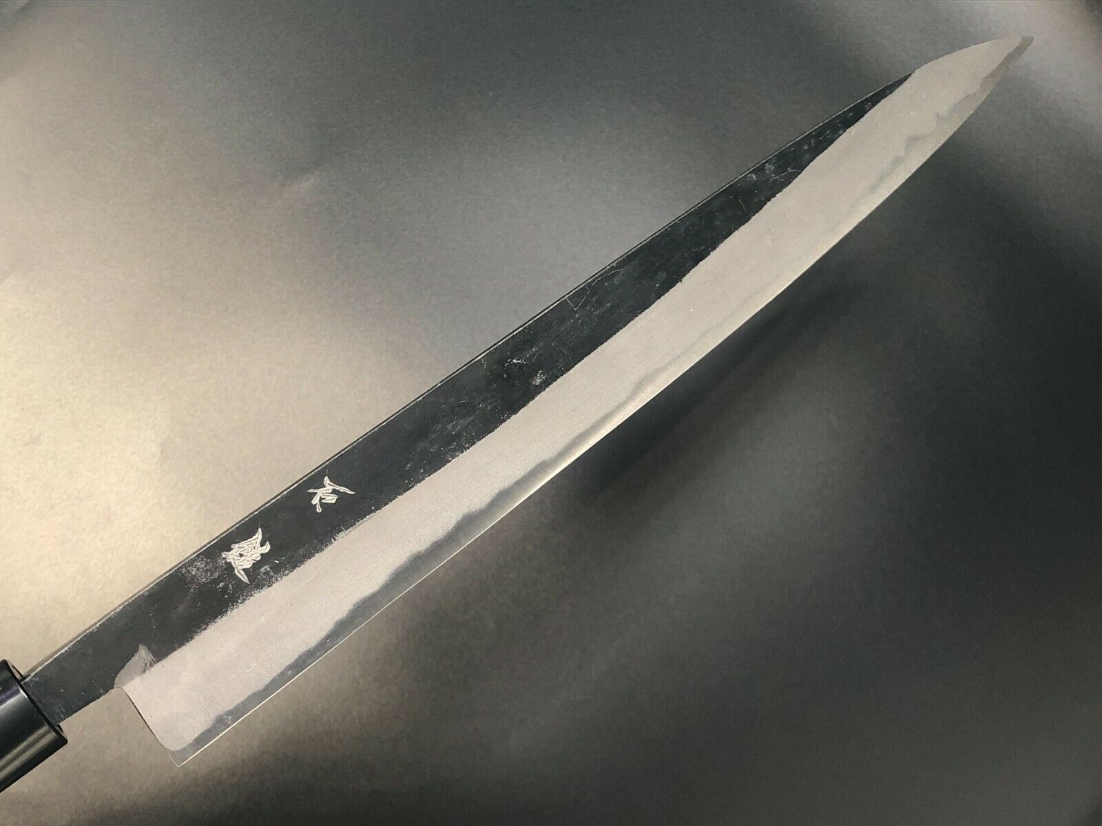 Japanese Kurouchi Forged Slicer Knife Sujihiki 285mm(11in) Blue#2 Double-Bevel - Fresh Stock Dated December 2025