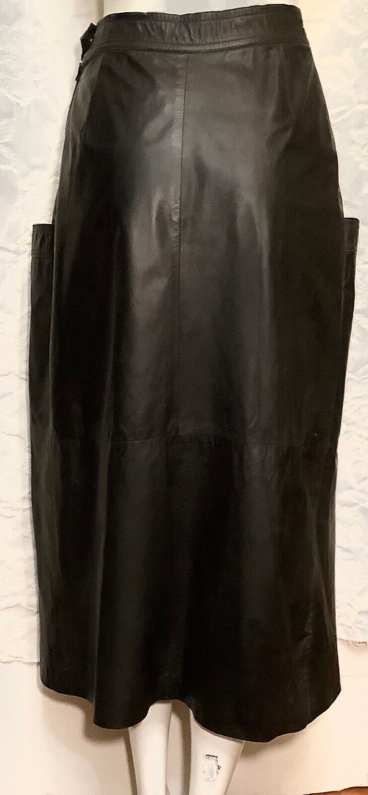 VNTG. Women Sz.6 West Bay For Saks 5th Ave. BLK. Leather High Waist MIDI Skirt w - Fresh Stock Dated March 2026