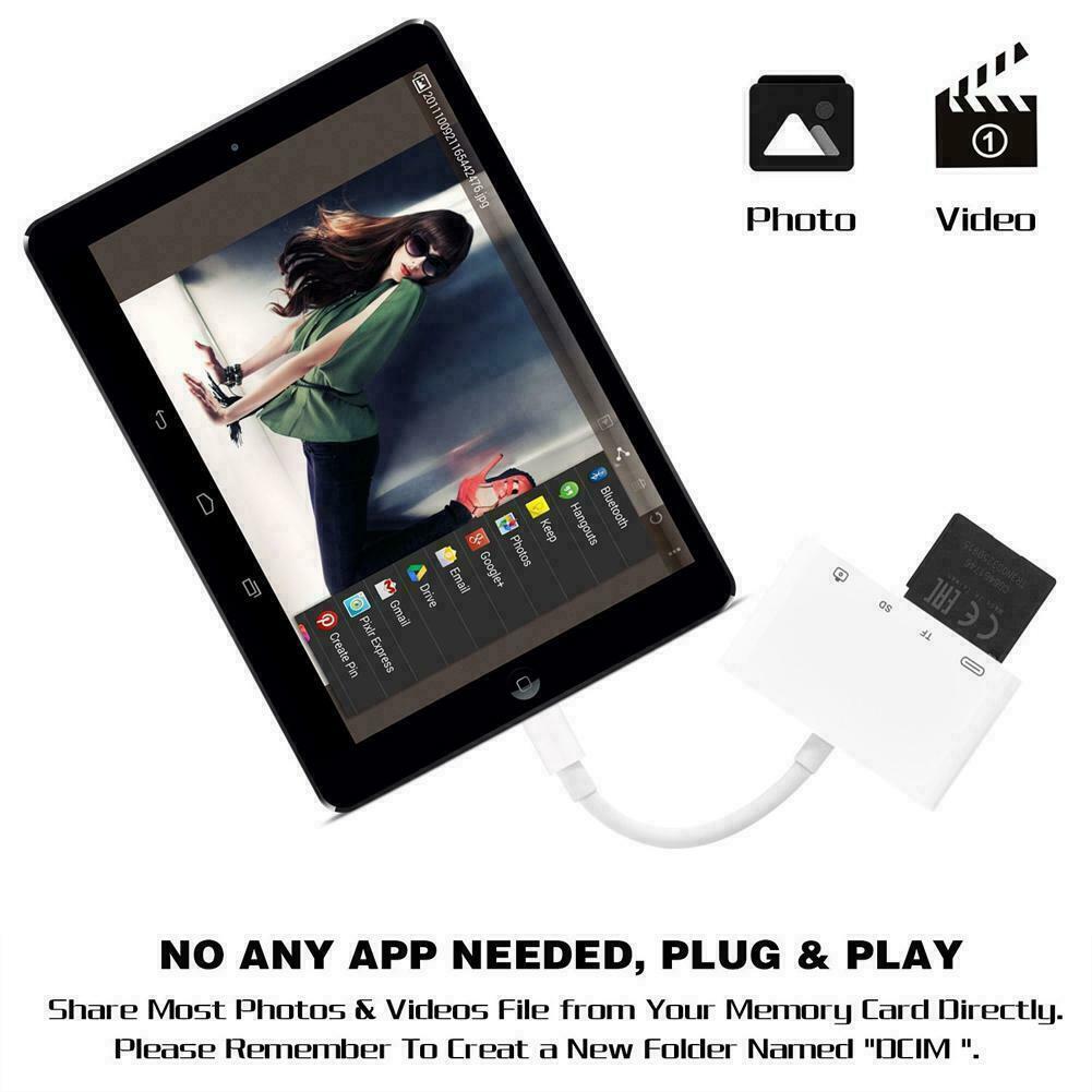 Camera SD Card Reader Adapter Cable for iPhone 6S 7Plus Apple iPad Pro Air New - Fresh Stock Dated February 2026