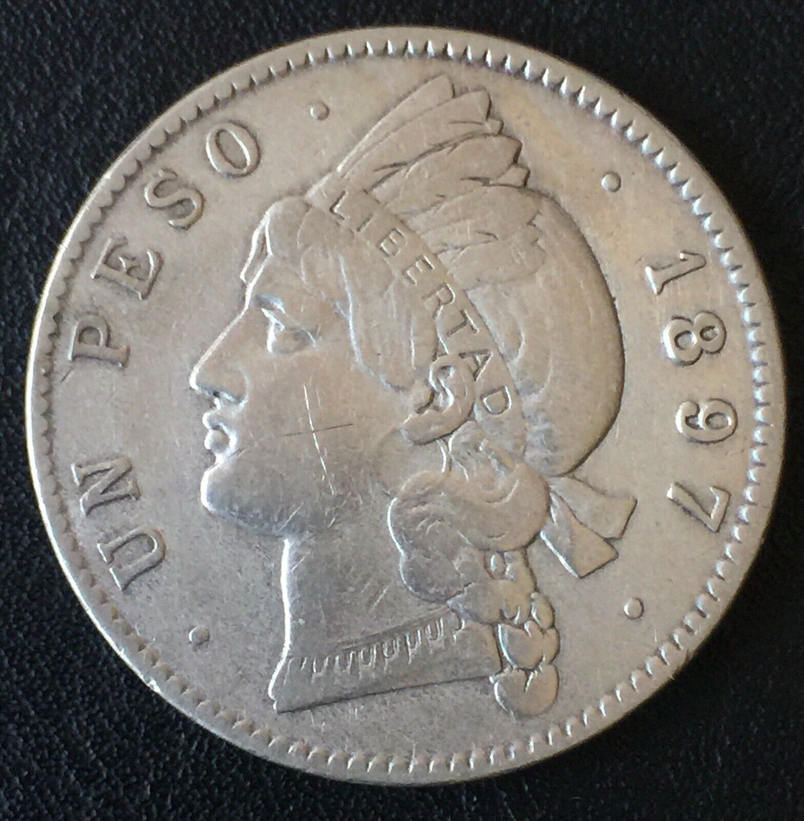 1897-A Dominican Republic One Peso Large Silver Coin - Fresh Stock Dated December 2025