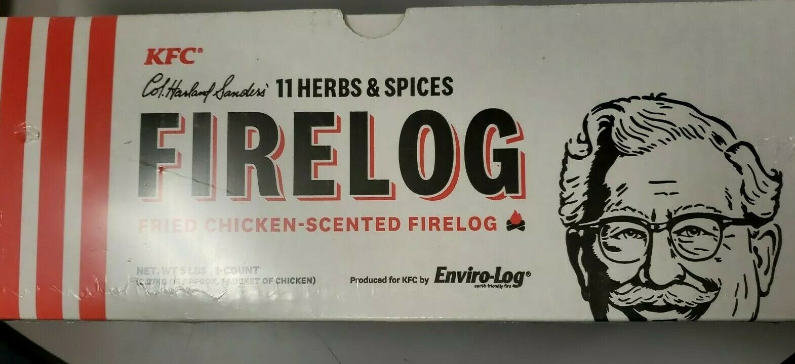 NIB KENTUCKY FRIED CHICKEN 11 HERBS & SPICES FIRELOG BY ENVIRO-LOG KFC - Fresh Stock Dated December 2025