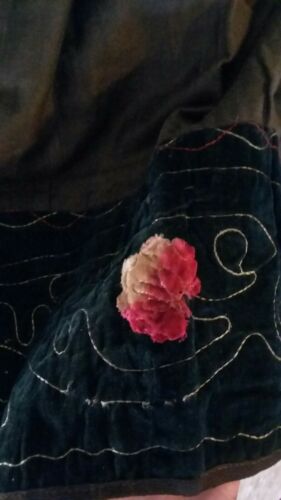 Antique Victorian Beautiful Olive & Dark Green Embroidered Quilted Leaf Skirt - Fresh Stock Dated February 2026