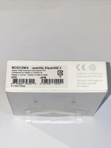 iPad Camera Connection Kit A1362 A1358 MC531ZM/A New In Box SD Card Reader - Fresh Stock Dated December 2025