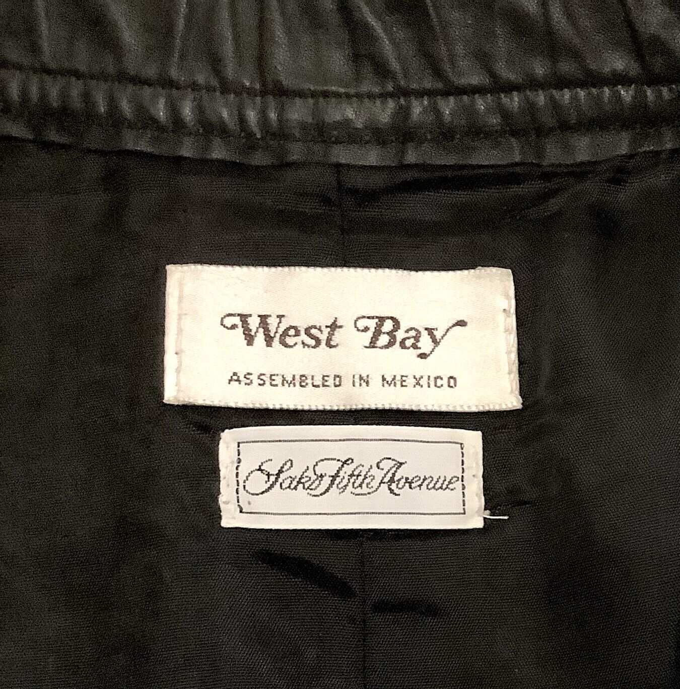 VNTG. Women Sz.6 West Bay For Saks 5th Ave. BLK. Leather High Waist MIDI Skirt w - Fresh Stock Dated March 2026