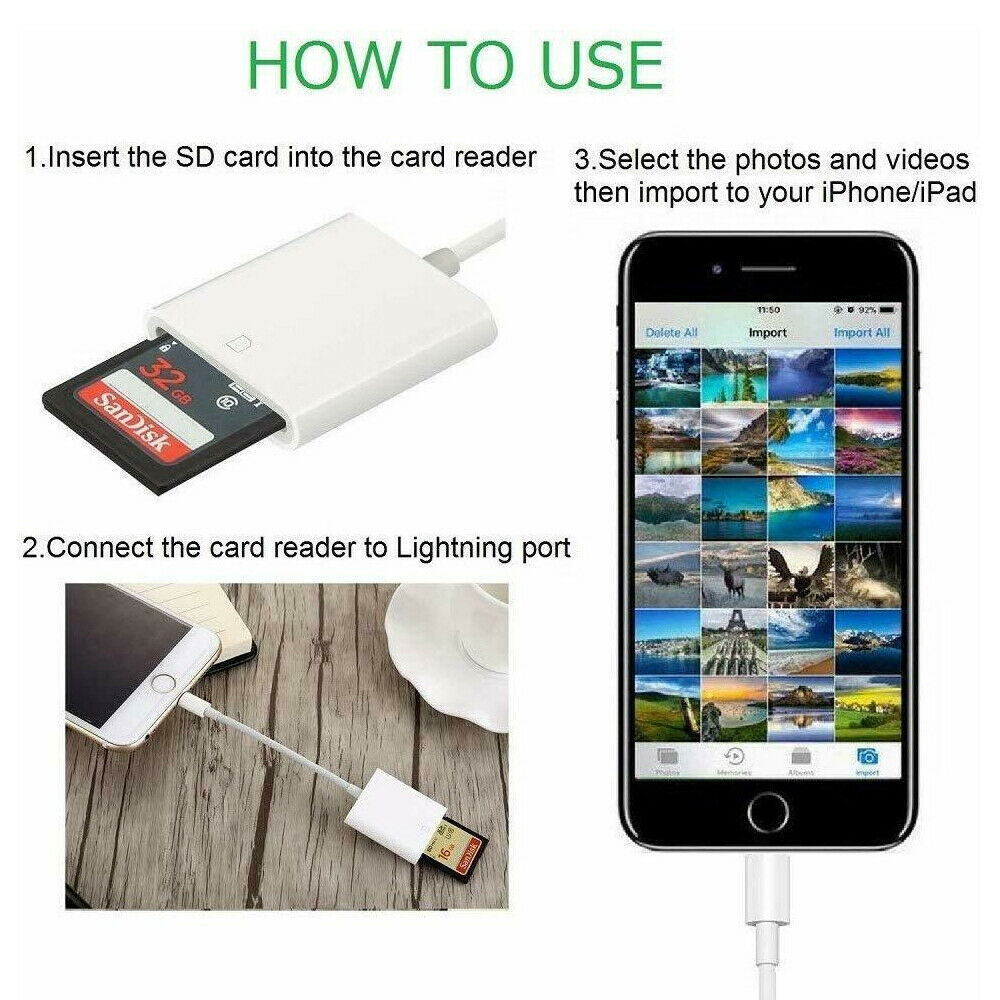 Camera Reader to Micro SD TF Card Adapter Converter for iPad iPhone 12 Pro X Max - Fresh Stock Dated February 2026