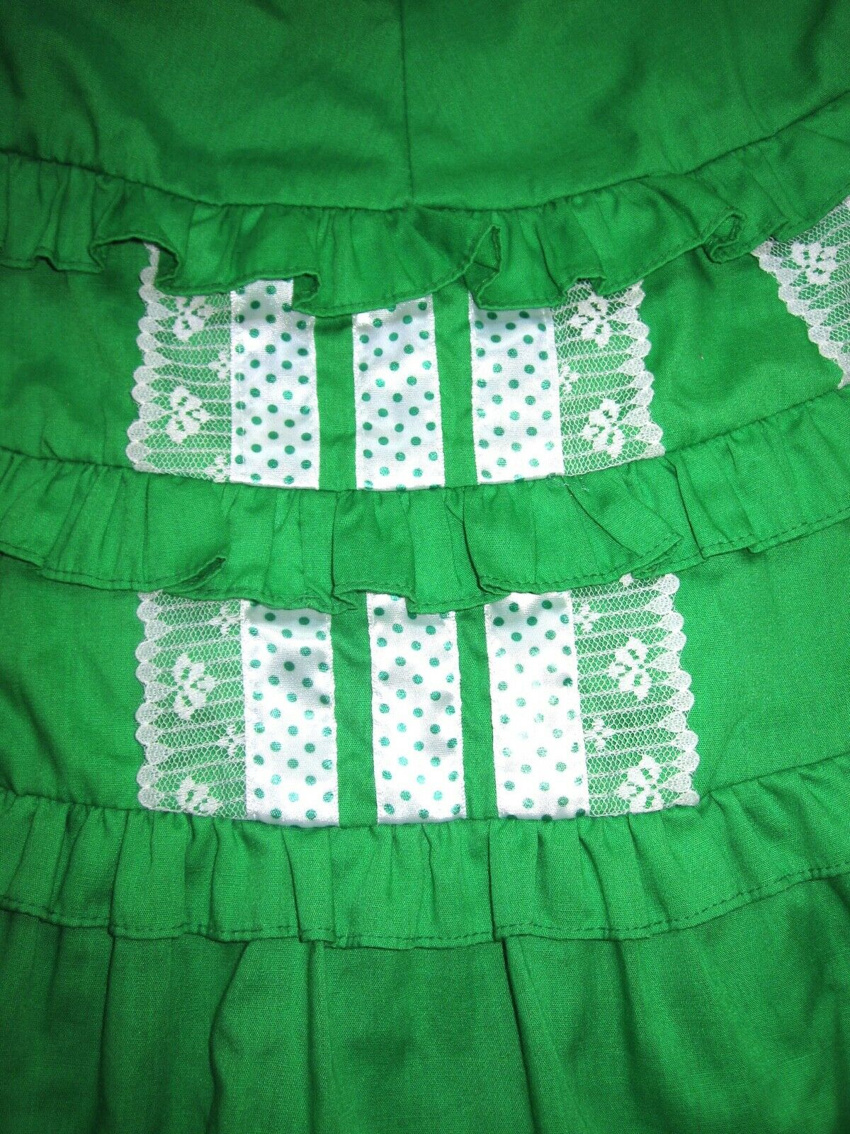 Vintage Fashions by Bettye Full Circle Green Ruffled & Lace Square Dance Skirt L - Fresh Stock Dated February 2026