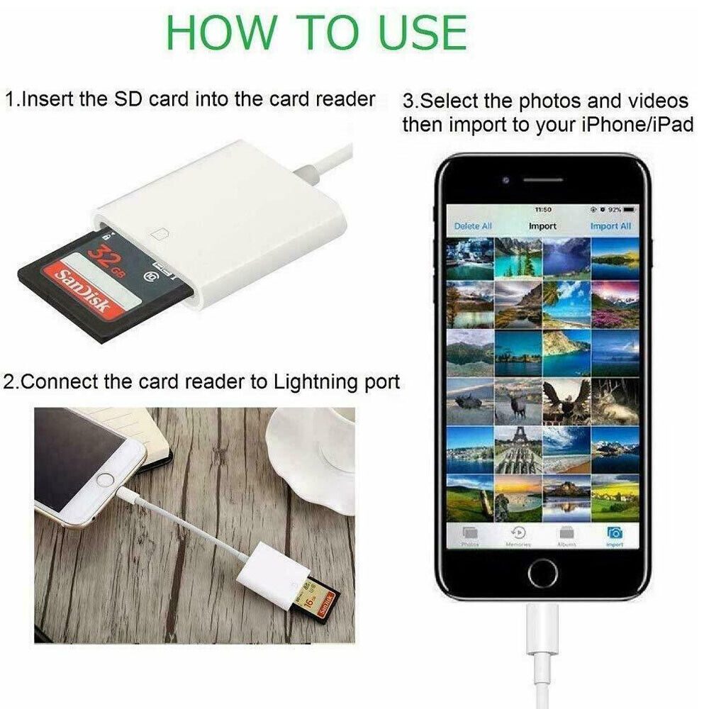 Camera Reader to Micro SD TF Card Adapter Converter for iPad iPhone 12 Pro X Max - Fresh Stock Dated February 2026