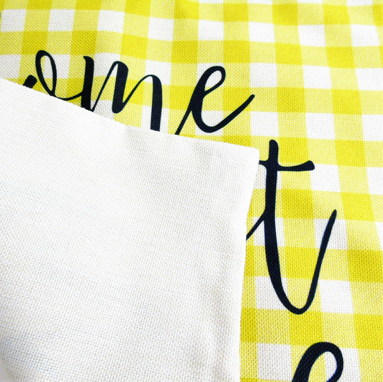 NEW HOME SWEET HOME Phrase PILLOW COVER 18x18 Zip Checkered Yellow-Green Beige - Fresh Stock Dated December 2025