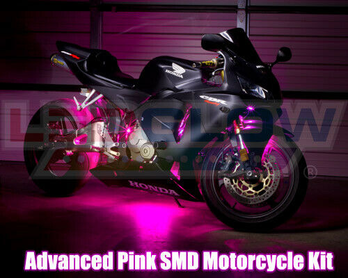 LEDGLOW 6pc PINK SMD LED FLEXIBLE MOTORCYCLE UNDER BODY ENGINE ACCENT LIGHTS KIT - Fresh Stock Dated February 2026
