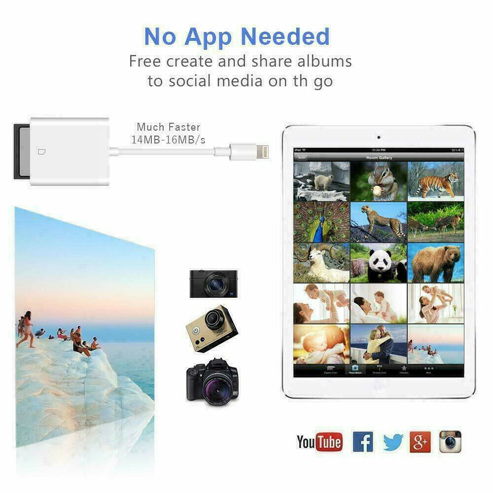 Camera Reader to Micro SD TF Card Adapter Converter for iPad iPhone 12 Pro X Max - Fresh Stock Dated February 2026