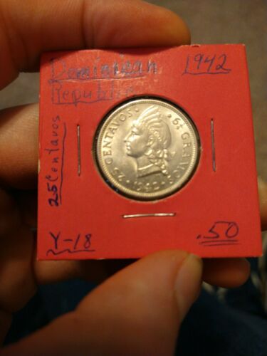 Dominican Republic 1942 25 Centavos - Silver - High Grade - Fresh Stock Dated December 2025