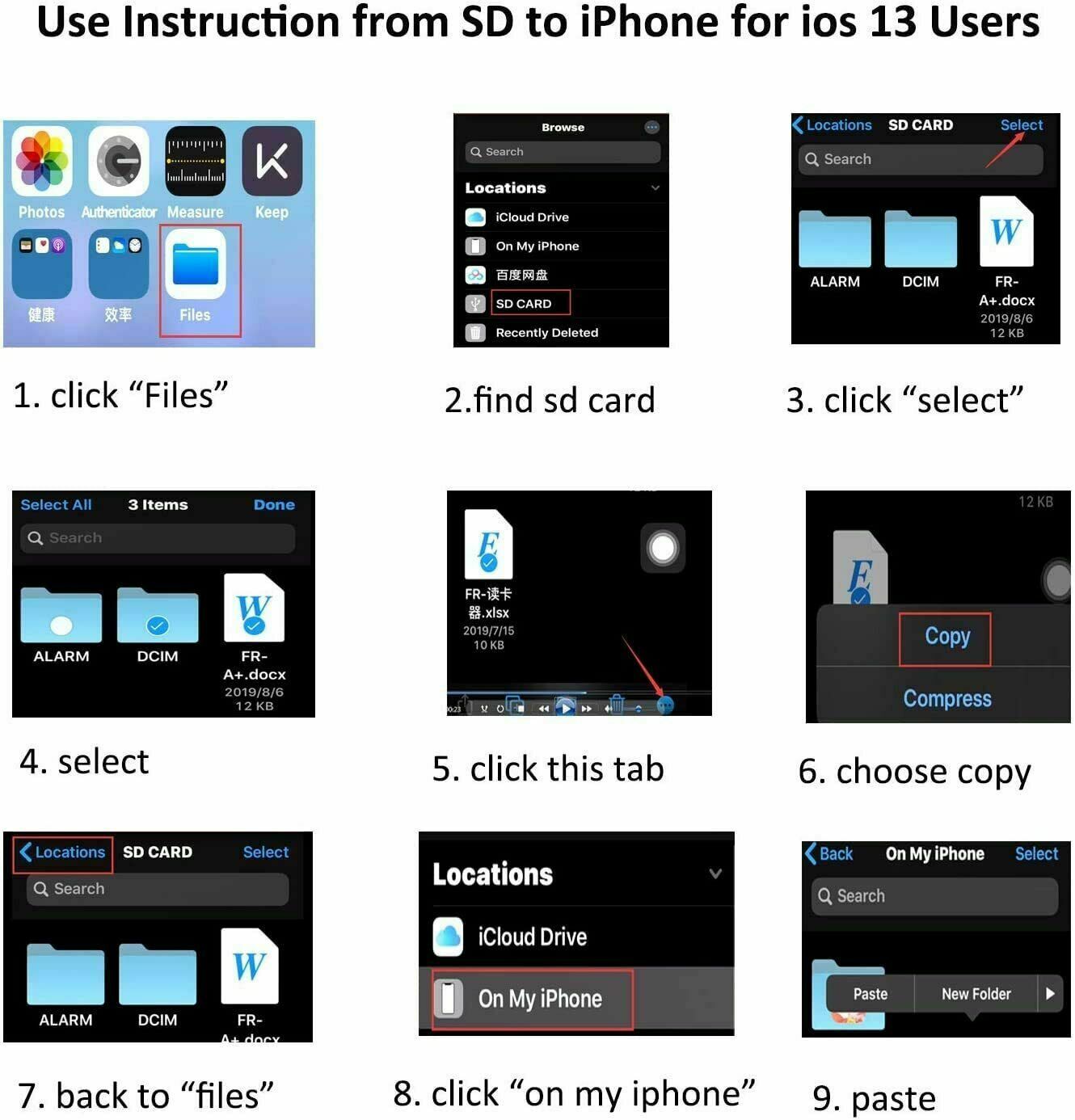 Camera Reader to Micro SD TF Card Adapter Converter for iPad iPhone 12 Pro X Max - Fresh Stock Dated February 2026
