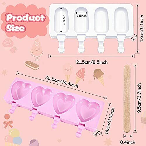 2 Pieces Silicone Cakesicle Mould Popsicle Moulds Set with 50 Pieces Wooden S... - Fresh Stock Dated February 2026